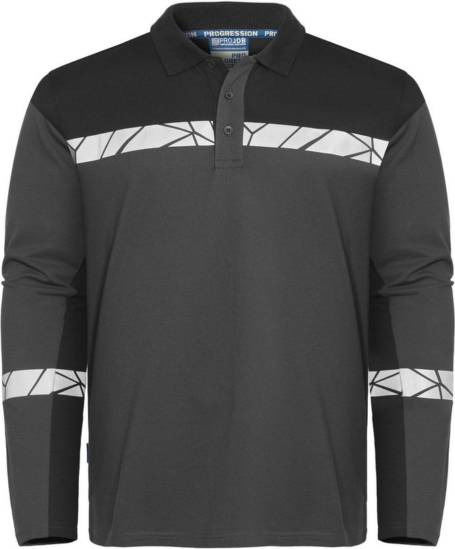 Projob 7004 Polo Lange Mouwen Heren Grijs/Zwart maat 4XL