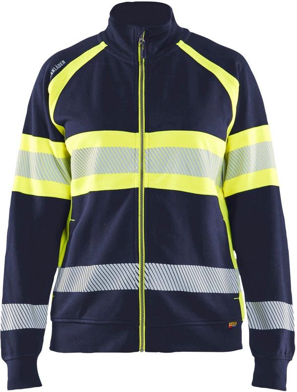 Blåkläder 3505-1158 Dames sweater High Vis Marine/High Vis Geel maat L