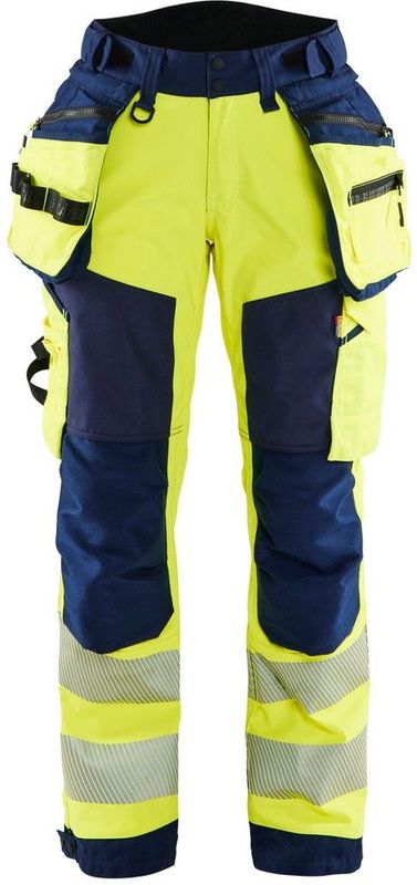 Blåkläder 7118-2513 Dames Softshell Werkbroek High Vis High Vis Geel/Marineblauw maat C34