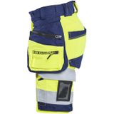 Blåkläder 7020-1648 Dames High Vis short 4-weg stretch High Vis Geel/Marineblauw maat C34