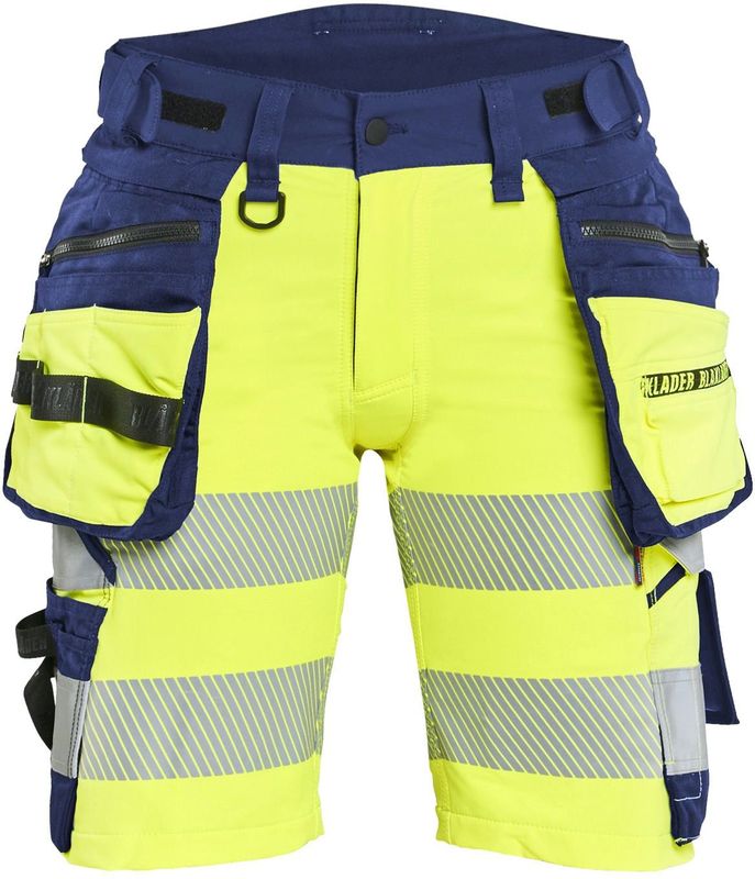 Blåkläder 7020-1648 Dames High Vis short 4-weg stretch High Vis Geel/Marineblauw maat C34