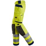 Snickers 6743 High-Vis Klasse 2 Dames Stretchbroek met Holsterzakken High-Vis Geel/Marineblauw maat XXL (Short)