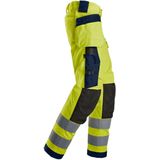 Snickers 6743 High-Vis Klasse 2 Dames Stretchbroek met Holsterzakken High-Vis Geel/Marineblauw maat XXL (Short)