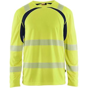Blåkläder 3599-1013 T-shirt lange mouwen High Vis High Vis Geel/Marineblauw maat 4XL