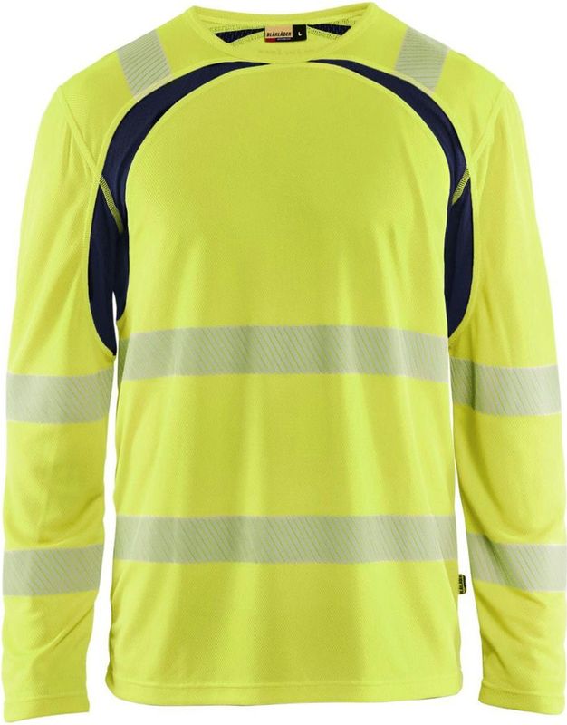 Blåkläder 3599-1013 T-shirt lange mouwen High Vis High Vis Geel/Marineblauw maat 4XL