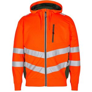 F. Engel 8025 Safety Sweat Cardigan Orange/Green maat L