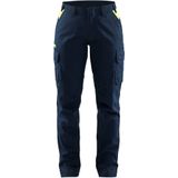 Blåkläder 7144-1832 Dames industrie werkbroek stretch Donker marineblauw/High vis geel maat C32