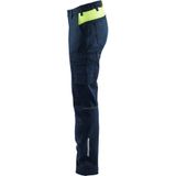 Blåkläder 7144-1832 Dames industrie werkbroek stretch Donker marineblauw/High vis geel maat C32