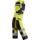 Snickers 6264 ProtecWork Werkbroek met Scheenbeen versterking holsterzakken High-Vis Klasse 2 High-Vis Geel/Marineblauw maat 044