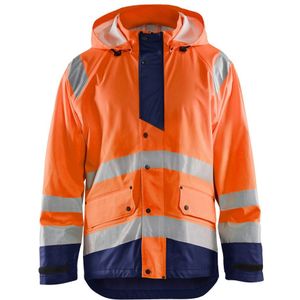 Blåkläder 4327-2005 Regenjas High Vis LEVEL 3 High Vis Oranje/Marineblauw maat XS