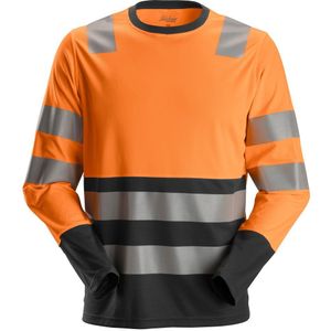 Snickers 2433 AllroundWork High-Vis T-shirt met Lange Mouwen Klasse 2 High-Vis Oranje/Zwart