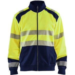 Blåkläder 3558-2528 Sweatshirt hele rits High Vis High Vis Geel/Marineblauw maat XXXL