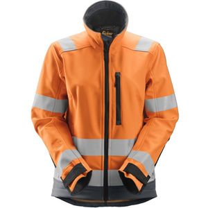 Snickers 1237 AllroundWork High-Vis Softshell Damesjack Klasse 2/3 High-Vis Oranje/Staalgrijs