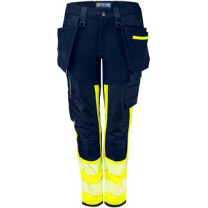 Projob 6543 Dames Signalisatie Stretchbroek En Iso 20471 Klasse 1 Dames Geel/Marine maat C34