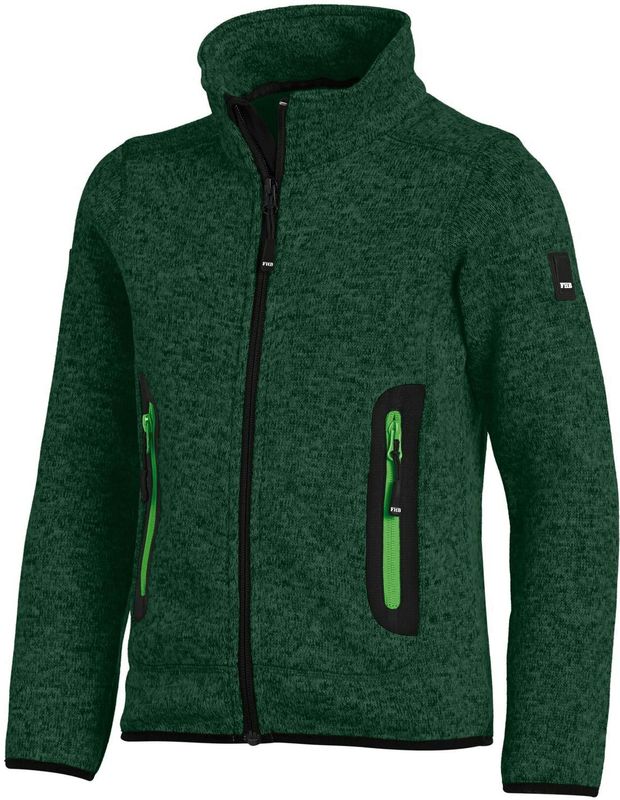 FHB Mats Gebreide Fleece Kinderjack Groen maat 98/104