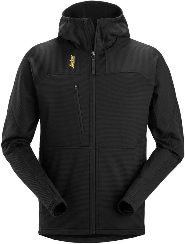 Snickers 9420 Thermal Body Mapping Fleece Hoodie met Rits Zwart maat XS
