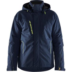 Blåkläder 4408-1917 Dames Lichtgewicht gevoerde winterjas 4-weg stretch Donker marineblauw/High vis geel maat L