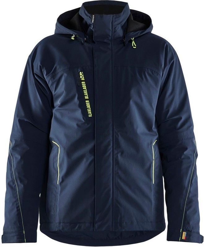 Blåkläder 4408-1917 Dames Lichtgewicht gevoerde winterjas 4-weg stretch Donker marineblauw/High vis geel maat L