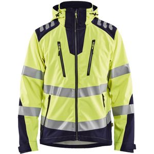 Blåkläder 4491-2513 Softshell Jack High Vis Geel/Marineblauw