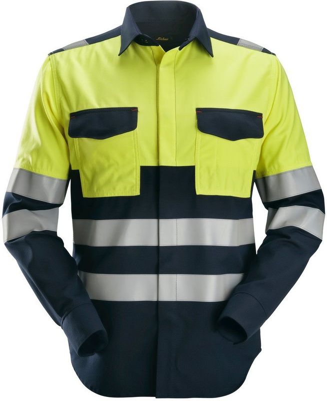 Snickers 8563 ProtecWork Lasshirt met Lange Mouwen High-Vis Klasse 1 Marineblauw/High-Vis Geel maat XS