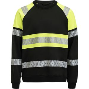 Jobman 5224 Sweatshirt Hi-Vis Heren Zwart/Geel maat L