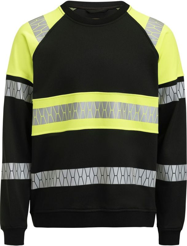 Jobman 5224 Sweatshirt Hi-Vis Heren Zwart/Geel maat L