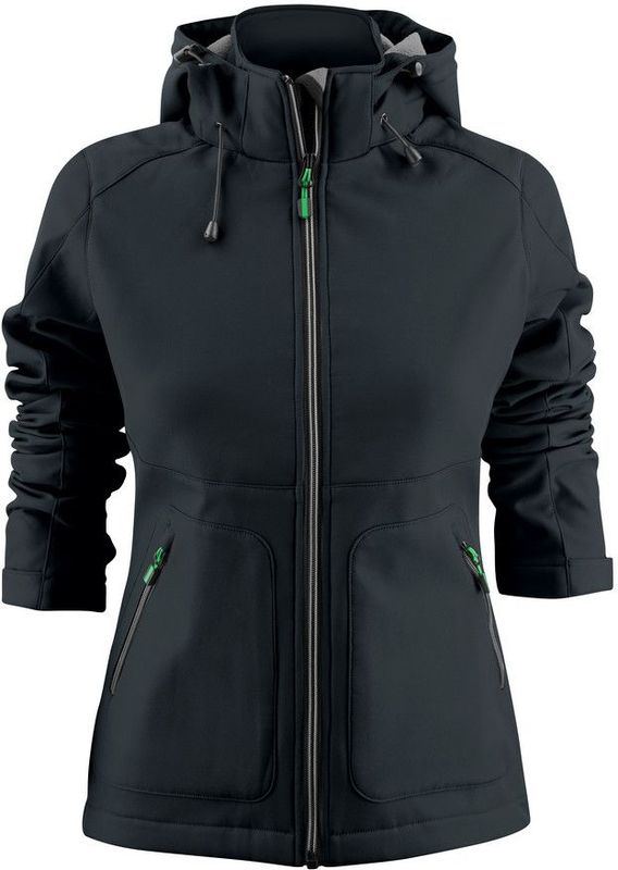 Printer Karting Softshell Dames Zwart maat S