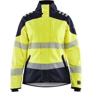 Blåkläder 4448-1560 Multinorm Dames Softshell jack High Vis Geel/Marineblauw maat L