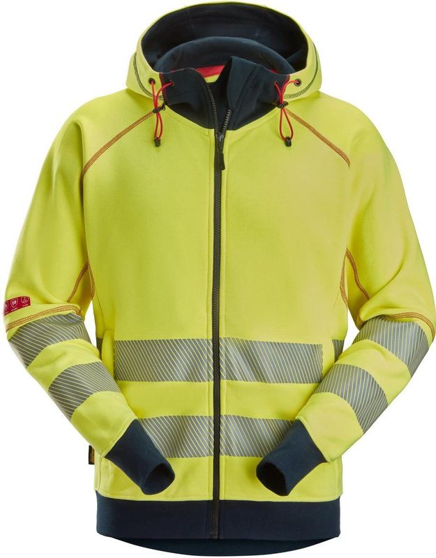 Snickers 2866 ProtecWork Arc Full Zip Hoodie Hoge Zichtbaarheid Klasse 3 High-Vis Geel/Marineblauw maat XS