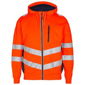 F. Engel 8025 Safety Sweat Cardigan Orange/Blue Ink maat L