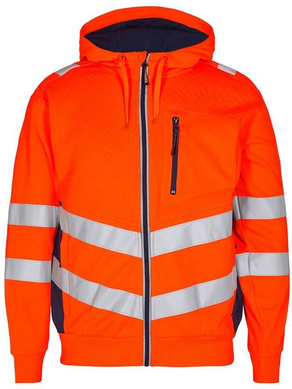 F. Engel 8025 Safety Sweat Cardigan Orange/Blue Ink maat L