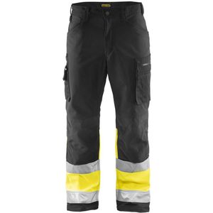 Blåkläder 1562-2517 Softshell werkbroek High Vis Zwart/High Vis Geel maat D124