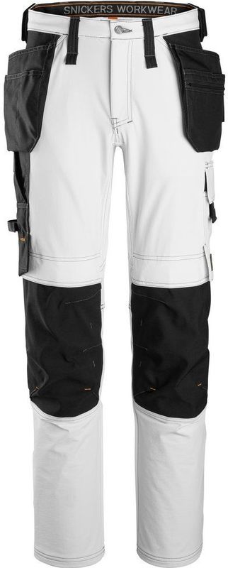 Snickers 6271 Full Stretch Werkbroek met Holsterzakken Wit/Zwart maat 104
