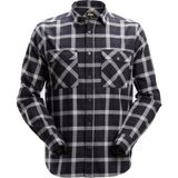 Snickers 8516 AllroundWork Licht Flanellen Shirt Zwart/Grijs maat L