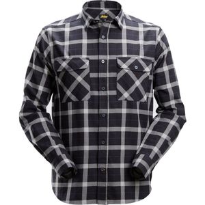 Snickers 8516 AllroundWork Licht Flanellen Shirt Zwart/Grijs maat L