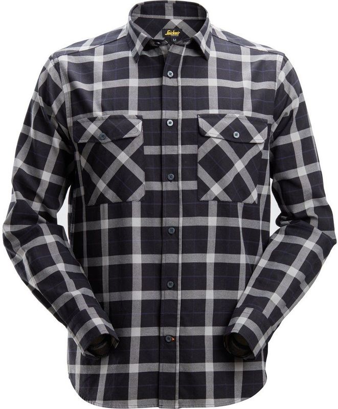 Snickers 8516 AllroundWork Licht Flanellen Shirt Zwart/Grijs maat L