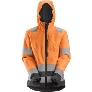 Snickers 1347 AllroundWork Dames High-Vis Waterproof Shell jack Klasse 2/3 High-Vis Oranje/Zwart maat XS