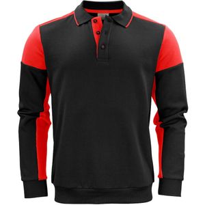 Printer Polosweater Prime Zwart/Rood maat M