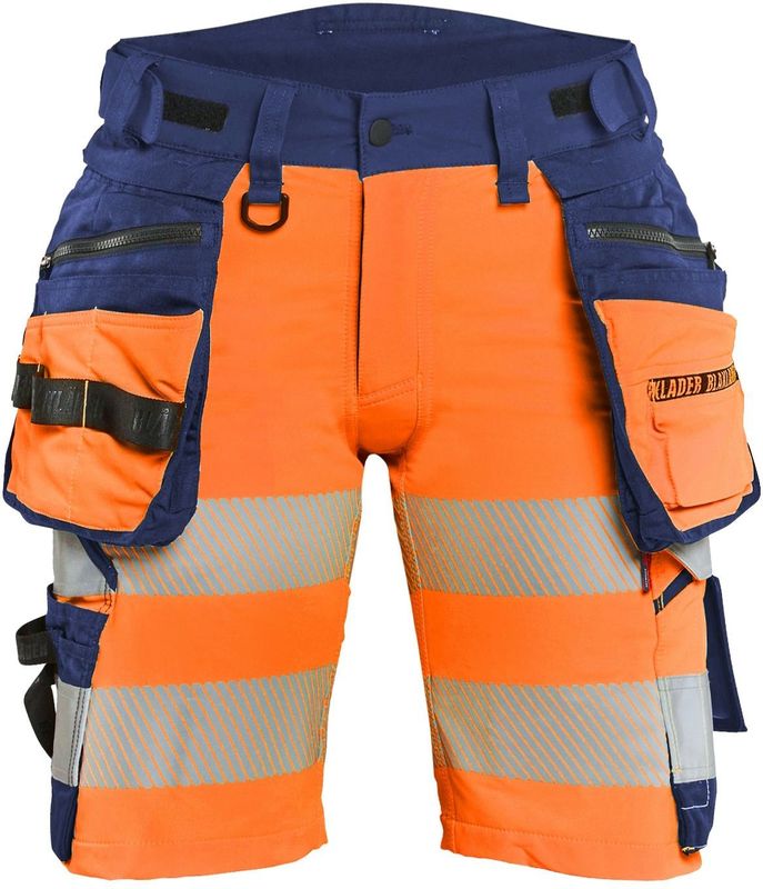 Blåkläder 7020-1648 Dames High Vis short 4-weg stretch High Vis Oranje/Marineblauw maat C34
