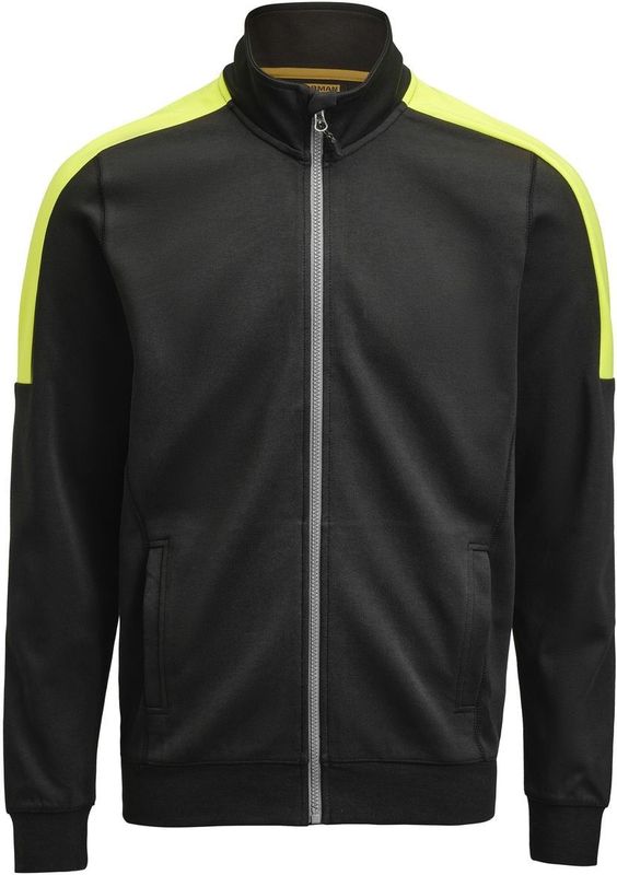 Jobman 5403 Sweatshirt Full Zip Heren Zwart/Geel maat XS