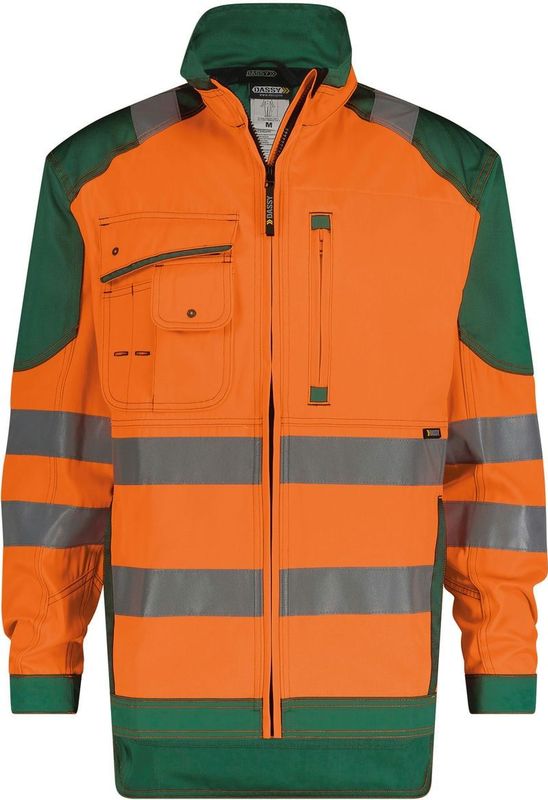 Dassy - Orlando - Hoge Zichtbaarheidsvest - Fluo-Oranje/Flessengroen