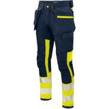 ProJob 6540 SIGNALISATIESTRETCHBROEK MET KNIEZAKKEN EN SPIJKERZAKKEN EN ISO 20471 KLASSE 1 646540 - Marine/Geel - C44