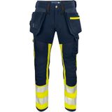 ProJob 6540 SIGNALISATIESTRETCHBROEK MET KNIEZAKKEN EN SPIJKERZAKKEN EN ISO 20471 KLASSE 1 646540 - Marine/Geel - C44