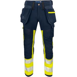 ProJob 6540 SIGNALISATIESTRETCHBROEK MET KNIEZAKKEN EN SPIJKERZAKKEN EN ISO 20471 KLASSE 1 646540 - Marine/Geel - C44