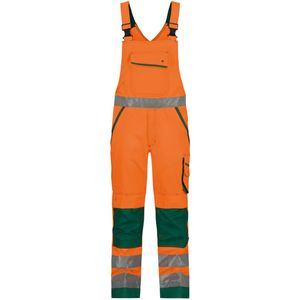 Dassy - Malmedy - Hogezichtbaarheidsbretelbroek - Fluo-Oranje/Flessengroen - Met Kniezakken