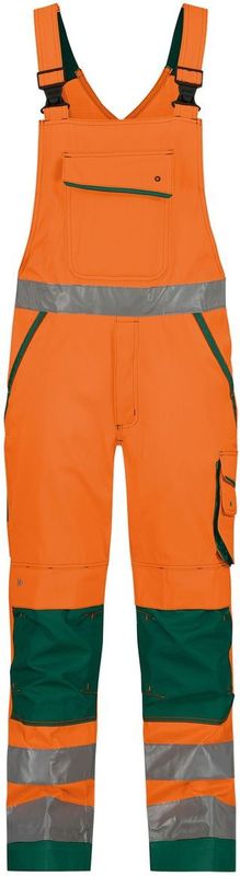 Dassy - Malmedy - Hogezichtbaarheidsbretelbroek - Fluo-Oranje/Flessengroen - Met Kniezakken