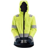 Snickers 1347 Dames High-Vis Waterproof Shell jack Klasse 2/3 High-Vis Geel/Marineblauw maat XS