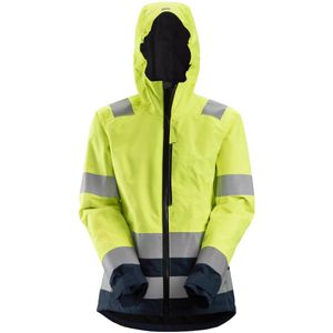 Snickers 1347 Dames High-Vis Waterproof Shell jack Klasse 2/3 High-Vis Geel/Marineblauw maat XS