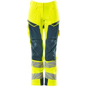 Mascot 19078-511 Dames Broek met kniezakken Hi-Vis Geel/Donkerpetrol maat 82C56