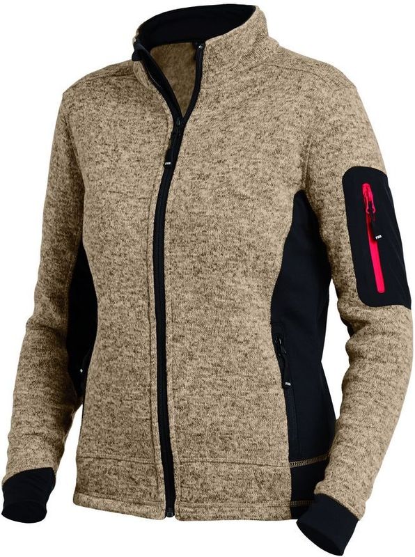 FHB Marieke Damesvest Tricotfleece Beige-Zwart maat XS